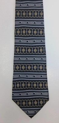 Courreges Silk Tie Black Gray Gold Elegant Made In USA
