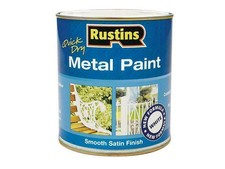 Image of Rustins Quick Dry Metal Paint Smooth Satin White 1 Litre RUSMPSSWH1L