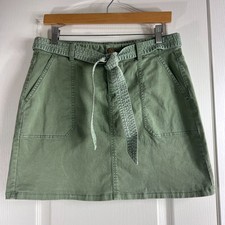 Vineyard Vines Women's Mini Skirt Green Stretch Cotton Tie Belt Size 8