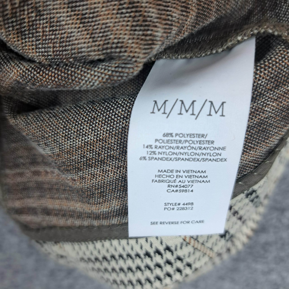 Cabi Travel Jacket 4498 Multi Beige Gold Plaid Cropped Blazer