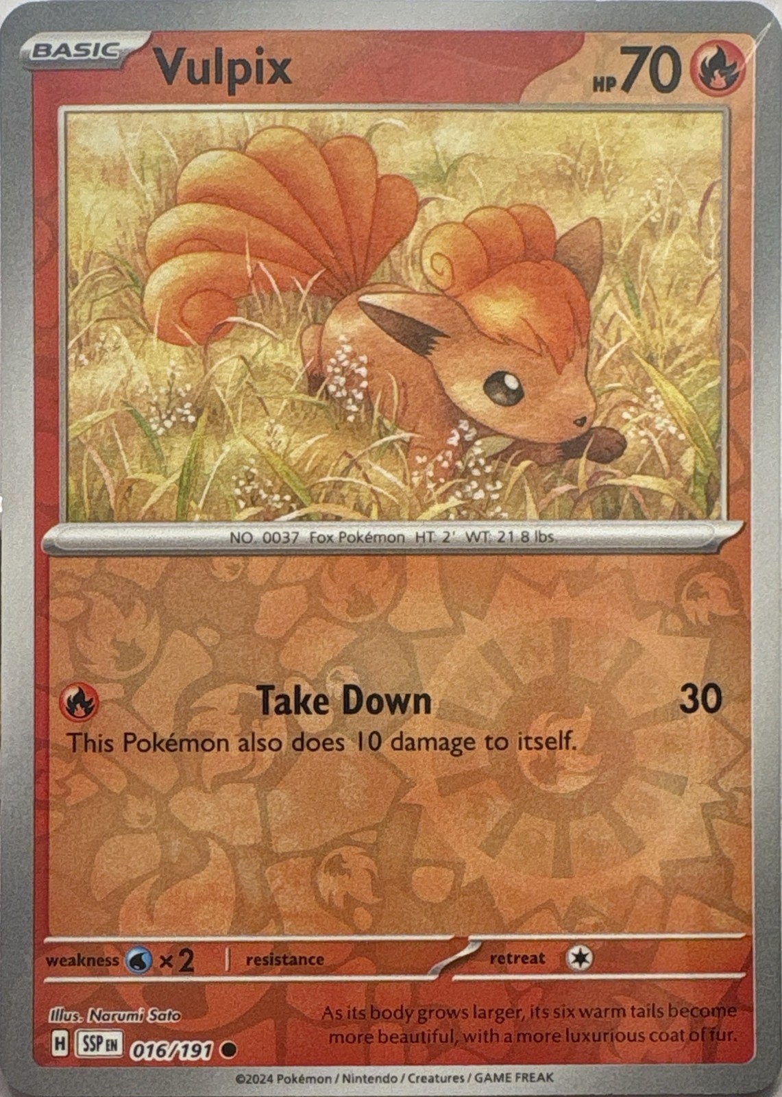 Vulpix Reverse Holo Common SV08: Surging Sparks 016/191 LP