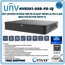 Uniview NVR301-08B-P8-IQ 8CH AI NVR 8PoE Ultra 265 Compression NO HDD INCLUDED