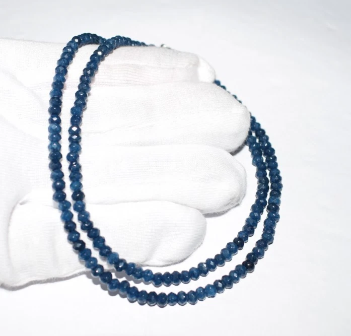 Blauer Saphir Gefärbt Edelstein 925 Silber 18 " Fadenhalskette 4.5 MM Facettiert - Bild 2 von 4