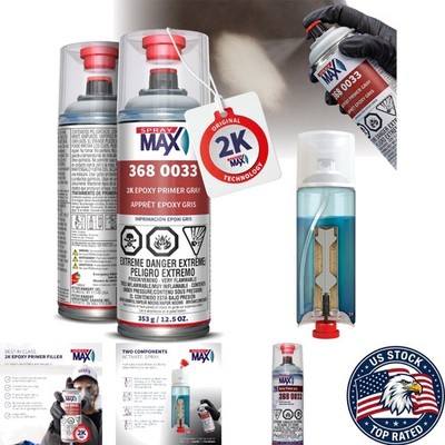 Gray 2K Epoxy Primer Spray Can - Matte Finish, Easy Application, 12.5 oz