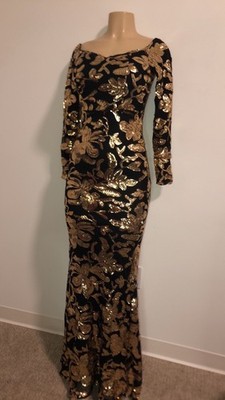 Mosy Black & gold Gala Glamour Floral ￼Sparkling Design￼/ Mermaid tale ￼￼Dress