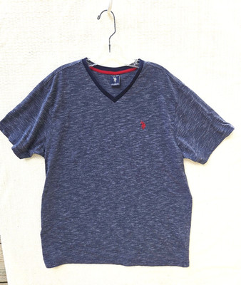 US Polo Assn. Men's large heathered blue V-neck t-shirt with logo
