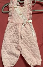 Vintage EVY of California Baby Girl Quilted Romper 6-9 Mo Pink Ruffle Ribbon