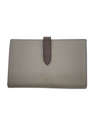 CELINE Large Strap Bifold Wallet Leather Gray 10B633