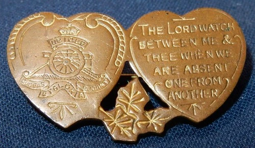 WW1 ERA ROYAL ARTILLERY MIZPAH MILITARY SWEETHEART BADGE WORLD WAR I