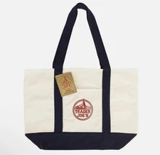 Trader Joe’s Bag Canvas Reusable Heavy Cotton Basic Style Shopping Navy Large