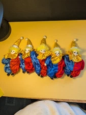 Vintage ArtMark Chicago Harlequin Porcelain Clown Set of 5 Adorable
