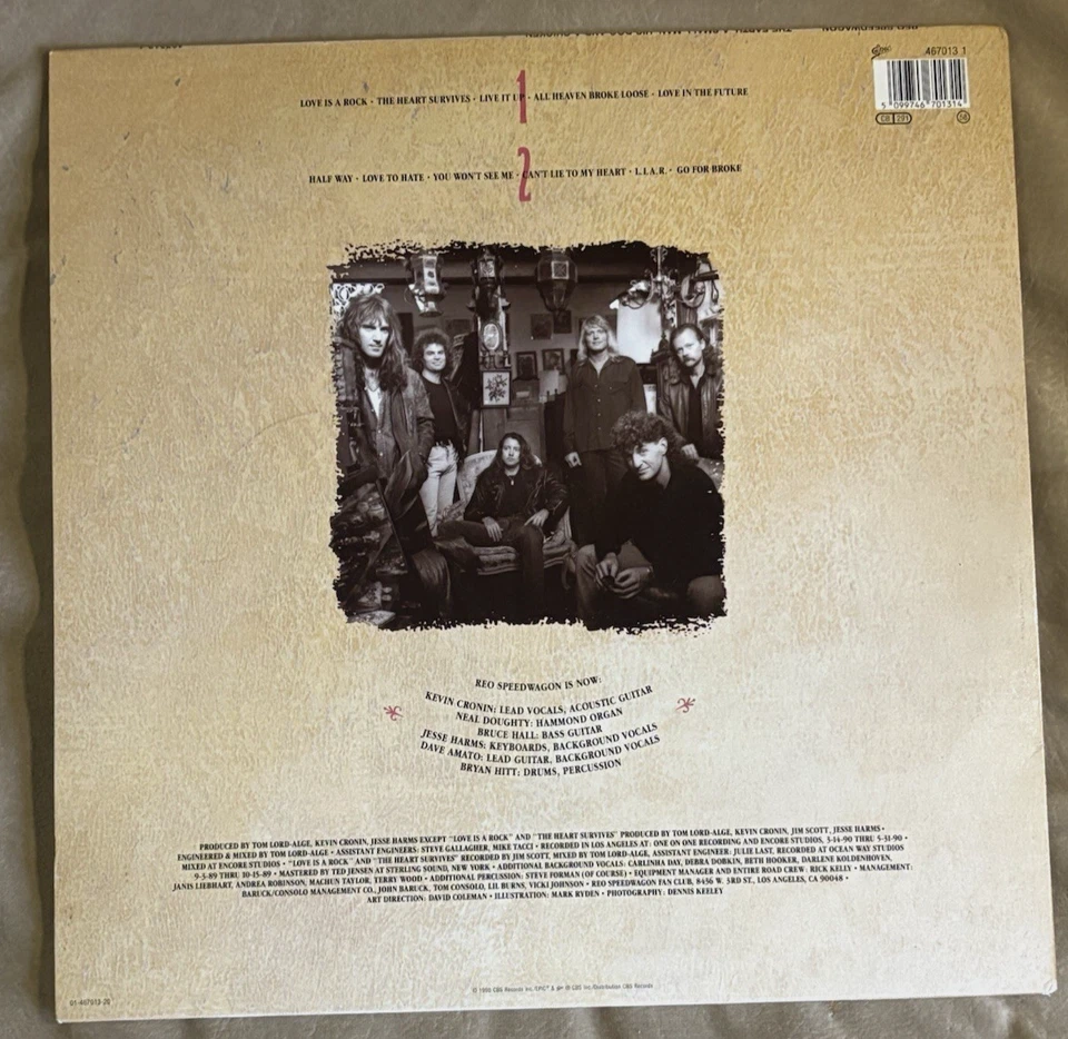 REO SPEEDWAGON The Earth a Small Man His Dog and a Chicken  1990 Vinyl LP Record - Image 2 of 4