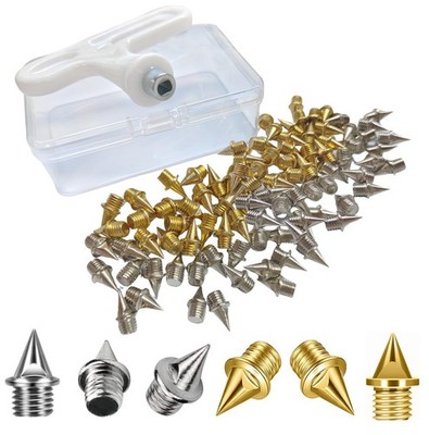 48 Pcs Stainless Steel Steel Track Spikes 1/4 Inch with Wrench for Mens Shoes