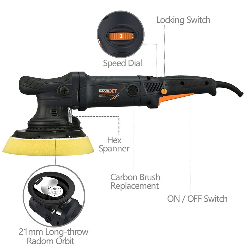 MAXXT Dual Action Polisher Random Orbital Buffer Polisher 6 Inch 21MM ...
