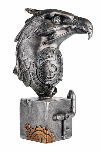 Statua Decorativa Steampunk Decorazione Industriale Stile Argento Poliresina - Foto 6 di 106