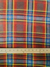 Fleece Printed Fabric Multi-Color Plaid -BROWN, ORANGE, YELLOW/58" Wide/ By Yard