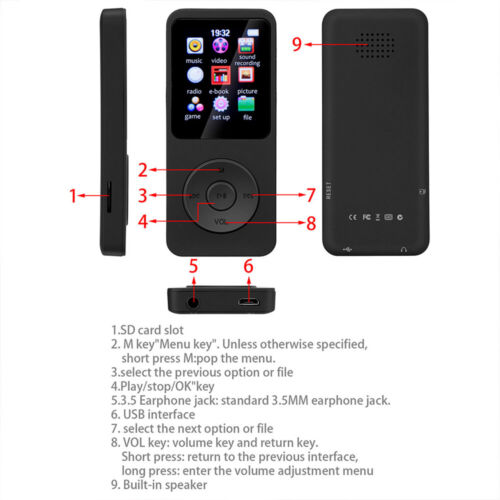 1,8"" Bildschirm Bluetooth MP3 Player Medien FM Radio Recorder HIFI Musikaufnahme - Bild 8 von 11