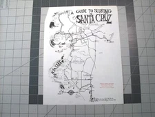 vtg Surfing ephemera - 1960s Guide to Surfing Santa Cruz Severson flyer poster