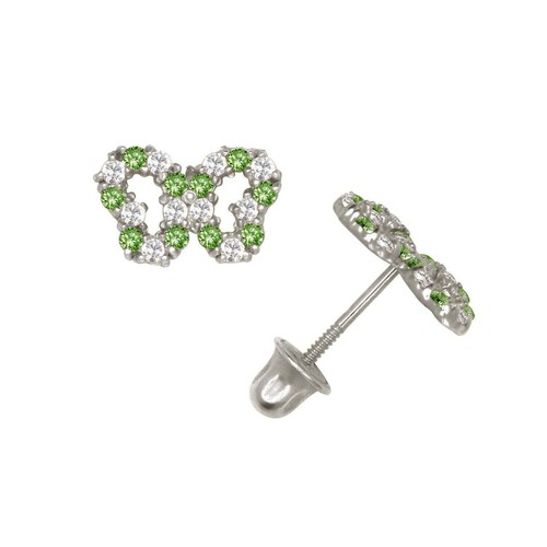 14k Yellow or White Gold Butterfly CZ Stud Earrings - Picture 18 of 24