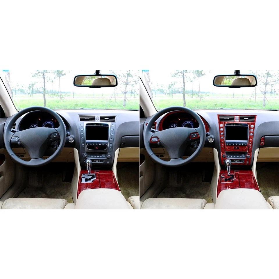 Kits de 29 piezas de molduras interiores completas de fibra de carbono roja para Lexus GS GS300/350/430/450h Foto 4 de 4