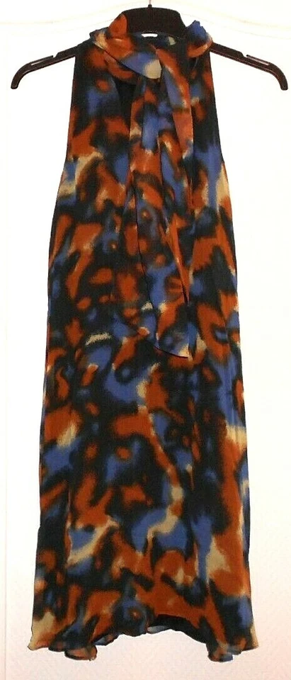 Jolie robe soie marron bleu noir LES PETITES COLLECTION… T 1 "Neuve" - Photo 4/4