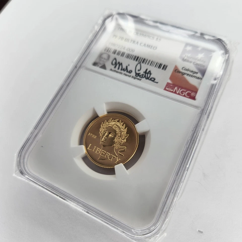 1988 W Olympics $5 - NGC Pop 1: Commemorative Gold Coin -  PF 70 Ultra Cameo  - Image 3 of 4