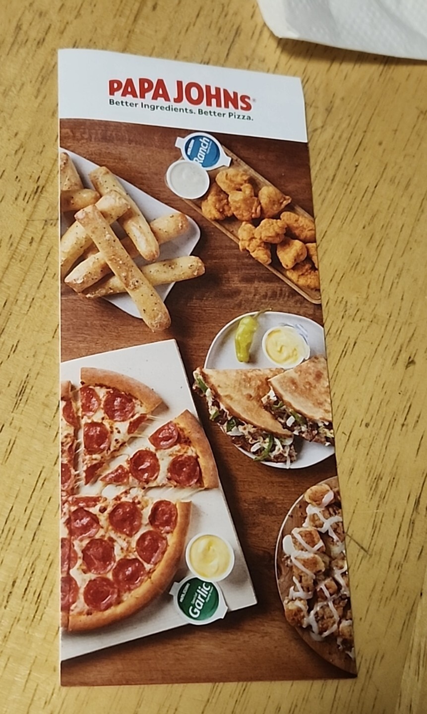 Papa John Pizza Menu