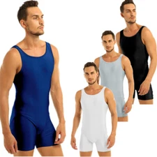 Men's One Piece Stretch Sports Leotard Wrestling Singlet Bodysuit Shapewear