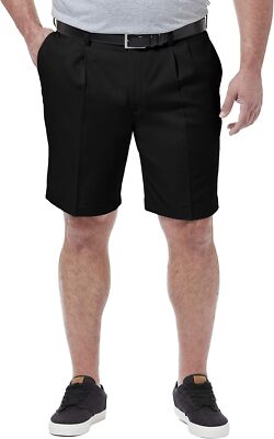 Men's 4-Way Stretch Shorts Straight Fit Pleated Front Expandable Waist Big Tal