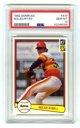NOLAN RYAN~1982 DONRUSS PSA-10 GEM-MT (POP 397) MLB BASEBALL CARD#419 (NEW CASE)