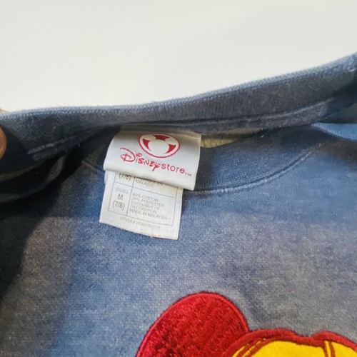 Vintage Walt Disney World Kids M 7/8 Mickey Sweatshirt Blue Embroidered Football - Picture 4 of 8