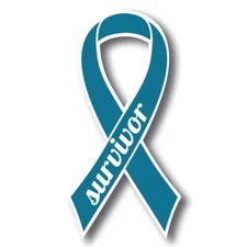 Teal Cervical and Ovarian Cancer Survivor Ribbon Car Magnet Decal Heavy Duty