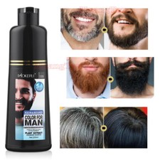 Men Black Beard Hair Dye Color Shampoo 2 in 1 Permanent Darkening Hair Coloring