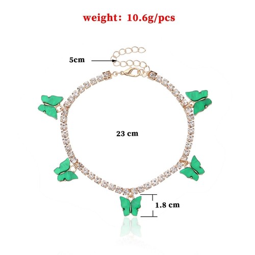 Mujeres Niñas Boho Circón Mariposa Tobillo Oro Cristal Cadena Tobillo Pulsera Playa - Imagen 3 de 8
