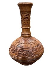 Vintage Wood Carved 6.5  Vase Excellent Condition