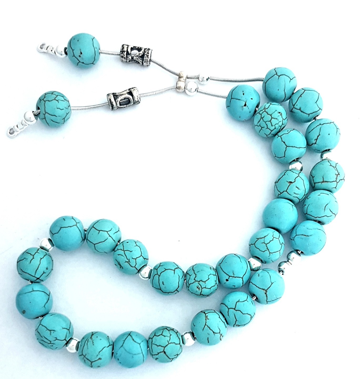 Tasbih Worry Bead Komboloi sterlimg silver chain blue turquoise JCE27 2
