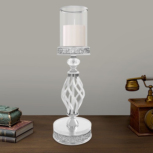 Candle Holder, Candle Holder for Home Decor, Retro Tabletop Candle Holder Silver - Picture 5 of 20