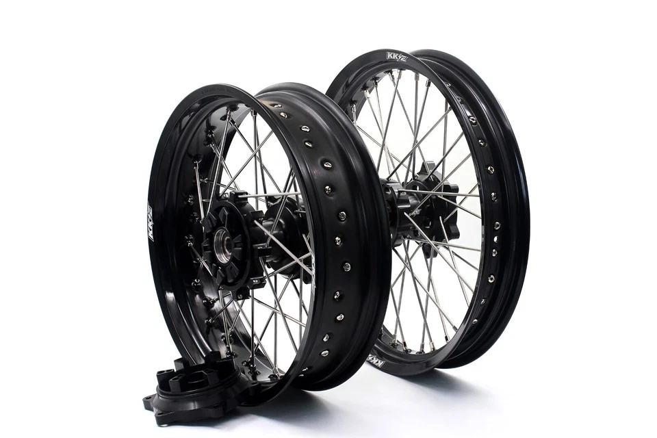 KKE 17" Wheels Set For Suzuki DR650SE 1996-2025 Supermoto Motard Rims Black - image 2 of 4