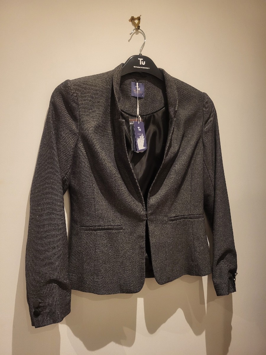 Womens Coats Tu Womens Blazer Tailored Blazer Jacket, Stone, Black