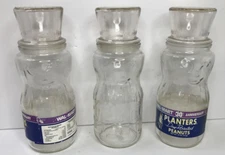 Vtg Planters Mr. Peanuts 75th Glass Jar Lot of 3 Walmart 30th Anniversary