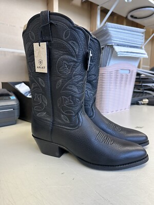 NWT Ariat Womens Heritage Western R-Toe Boot, Size 11 M Black