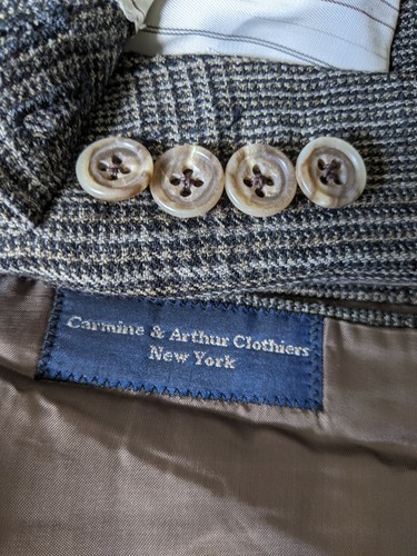 42R BESPOKE Brown Full-Canvas 2 vent surgeon Glen Check Jacket Blazer Sport Coat