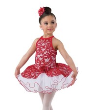 Red lace and white ballet costume, A Wish Come True 24257, sz XSC