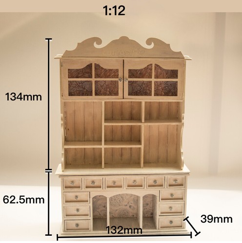 1/12 Scale Dollhouse Miniatures Furniture Vintage Cabinet Unfinished Handmade - Picture 12 of 13