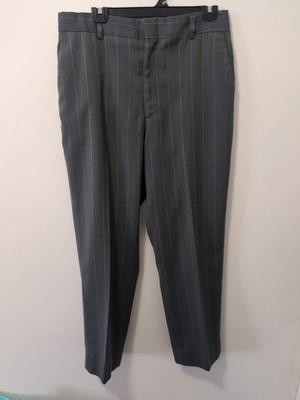 Vtg Sears Kings Road grey  Striped Mens Pants Trousers 34x30 70s Perma Prest