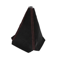 Car Shift Boot Cover, Suede Leather Shift Knob Boot Dust Cover, Black/Red