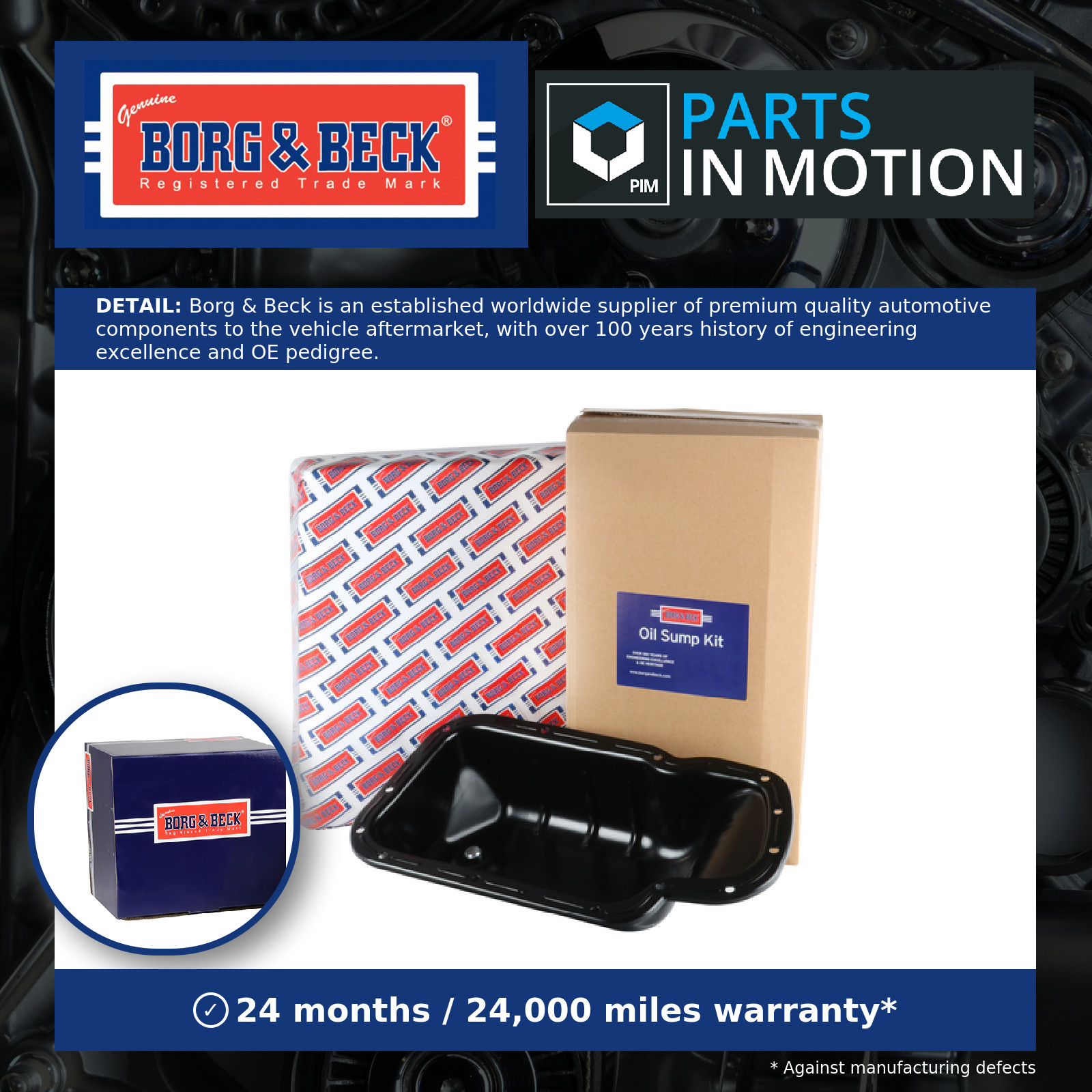 Sump Pan BSP1025 Borg & Beck Oil Wet 030191 0301K7 0301L5 0301L6 Quality New