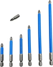 XMHF 7Pcs PH2 Magnetic Anti-slip Phillips Screwdriver One Size, Grey and Blue 