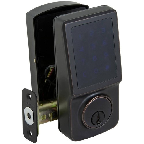 Aged Bronze Single Cylinder Electronic Touchscreen Deadbolt - Picture 6 of 8