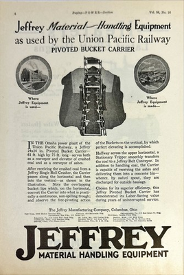 #ad Jeffrey Material Handling Equipment Union Pacific Railway 1923 Vintage Print Ad $10.99